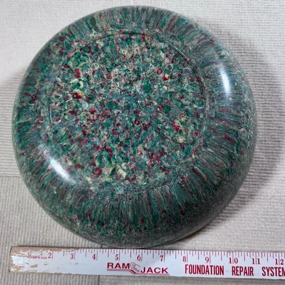 Vintage Green Confetti Melamine Mixing Bowl Speckled Melamac Salad Serving 11.5